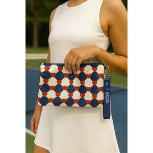 Carolina Herrera Good Girl Cosmetic Pouch Clutch Red Hearts Blue White Checkered